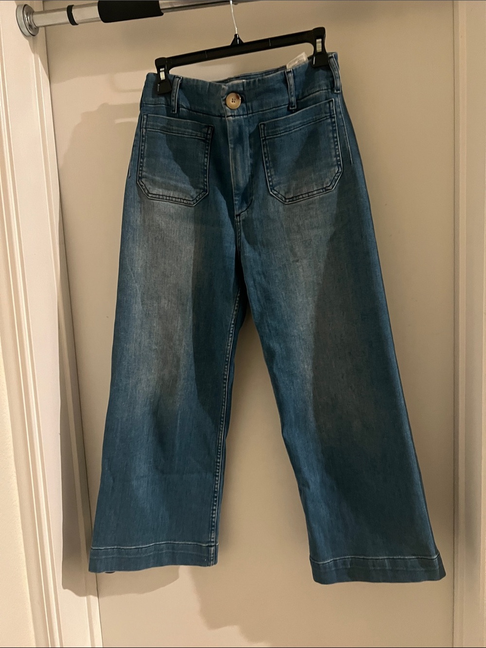 Anthropologie Medium Blue Cropped Wide-Leg Jeans